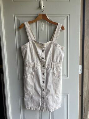 Habitual Cream Button-Front Denim Sundress